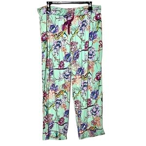 Soft Surroundings Floral Blissful Bamboo Pajama Pants Size X Large Mint Green